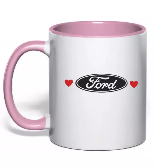 Чашка с цветной ручкой Ford logo heart Нежно розовый фото