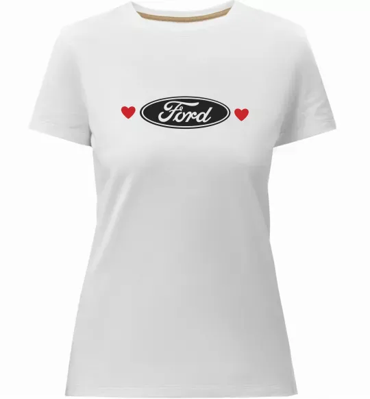 Жіноча преміум футболка Ford logo heart Білий фото