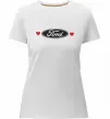 Жіноча преміум футболка Ford logo heart Білий фото