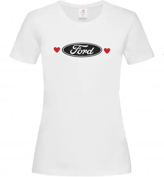 Женская футболка Ford logo heart Белый фото