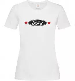 Женская футболка Ford logo heart Белый фото