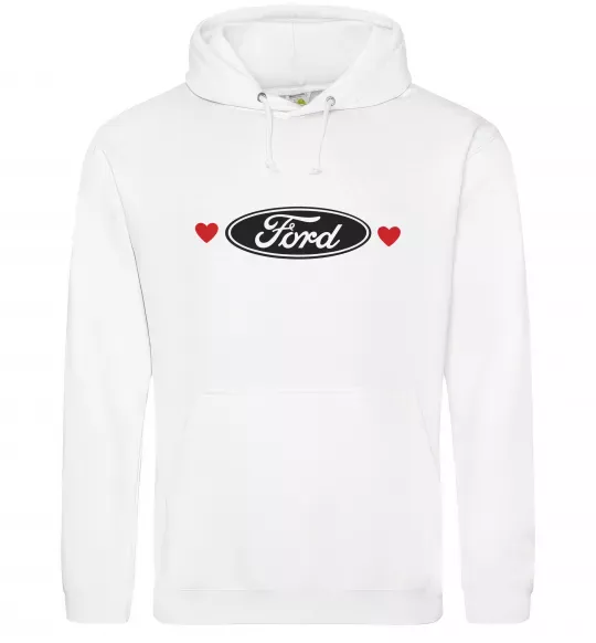 Чоловіча толстовка (худі) Ford logo heart Білий фото