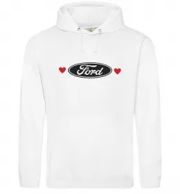 Чоловіча толстовка (худі) Ford logo heart Білий фото
