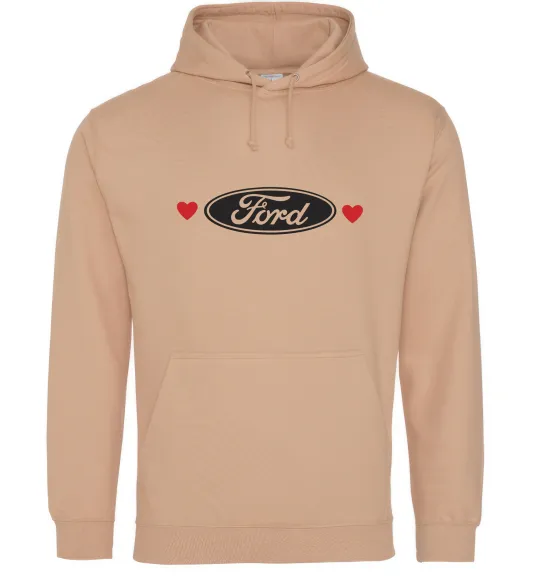 Чоловіча толстовка (худі) Ford logo heart Пісочний фото