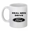 Чашка керамічна Real men drive Ford Білий фото
