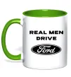 Чашка с цветной ручкой Real men drive Ford Зеленый фото