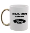 Чашка с цветной ручкой Real men drive Ford Золото фото