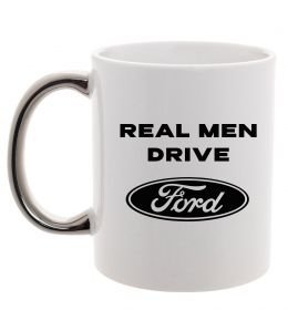 Чашка с цветной ручкой Real men drive Ford