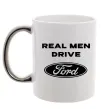 Чашка с цветной ручкой Real men drive Ford Серебро фото