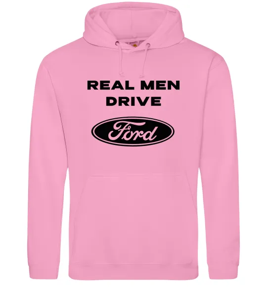 Чоловіча толстовка (худі) Real men drive Ford Рожевий фото