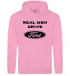 Чоловіча толстовка (худі) Real men drive Ford Рожевий фото