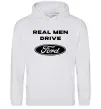 Мужская толстовка (худи) Real men drive Ford Серый меланж Мужская толстовка (худи) Real men drive Ford Серый меланж фото
