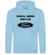 Чоловіча толстовка (худі) Real men drive Ford Блакитний фото