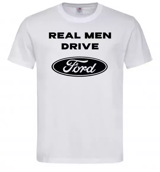 Мужская футболка Real men drive Ford Белый фото