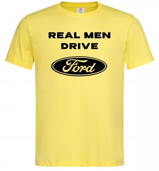 Мужская футболка Real men drive Ford Лимонный фото