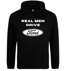 Чоловіча толстовка (худі) Real men drive Ford Чорний фото