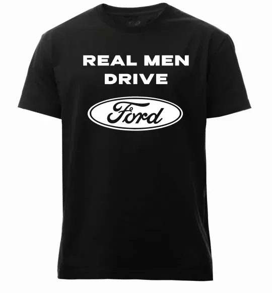 Мужская премиум футболка Real men drive Ford Черный фото