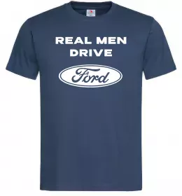 Мужская футболка Real men drive Ford Темно-синий фото