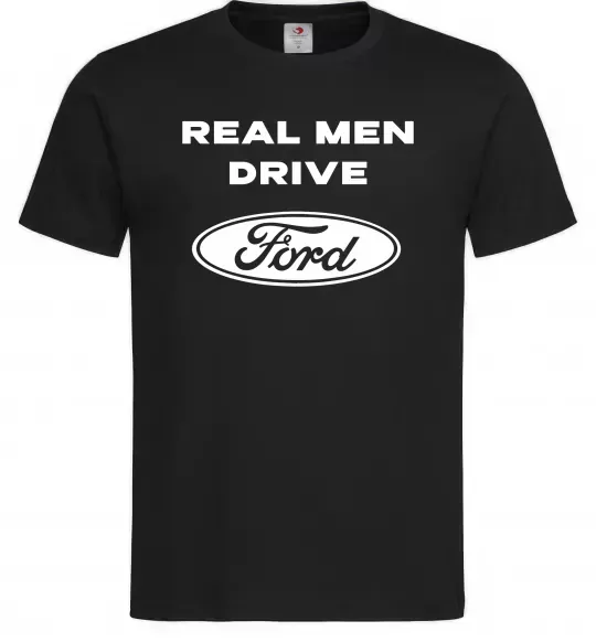Мужская футболка Real men drive Ford Черный фото
