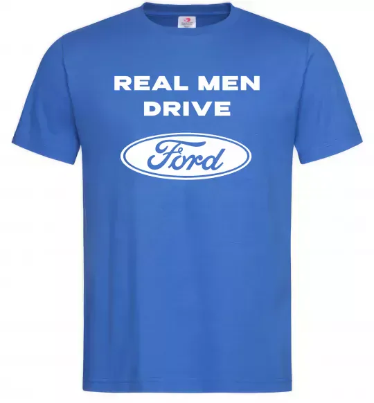 Мужская футболка Real men drive Ford Ярко-синий фото