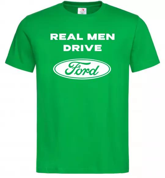 Мужская футболка Real men drive Ford Зеленый фото