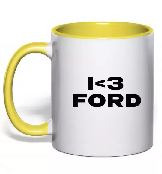 Чашка з кольоровою ручкою I <3 Ford Сонячно жовтий фото