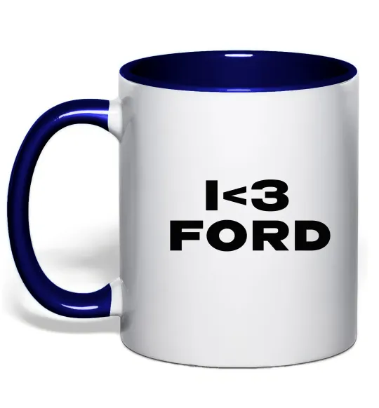 Чашка з кольоровою ручкою I <3 Ford Глибокий темно-синій фото