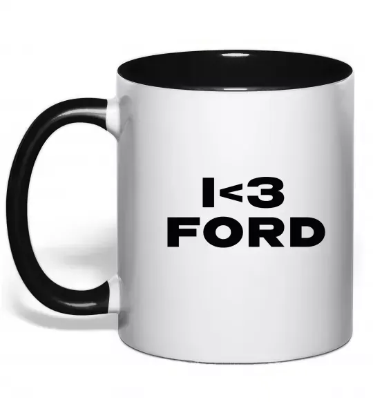 Чашка з кольоровою ручкою I <3 Ford Чорний фото