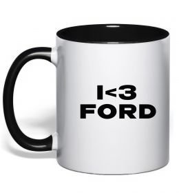 Чашка з кольоровою ручкою I <3 Ford