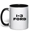 Чашка з кольоровою ручкою I <3 Ford Чорний Чашка з кольоровою ручкою I <3 Ford Чорний фото