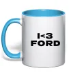 Чашка з кольоровою ручкою I <3 Ford Блакитний Чашка з кольоровою ручкою I <3 Ford Блакитний фото