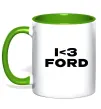 Чашка з кольоровою ручкою I <3 Ford Зелений Чашка з кольоровою ручкою I <3 Ford Зелений фото