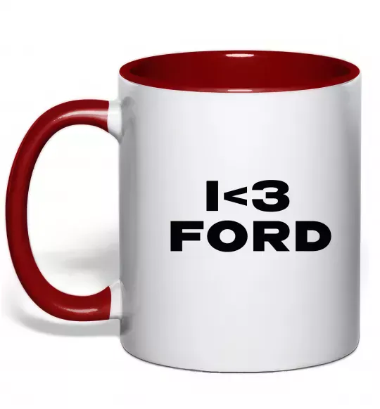 Чашка з кольоровою ручкою I <3 Ford Червоний фото