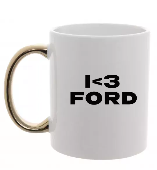 Чашка з кольоровою ручкою I <3 Ford Золото фото