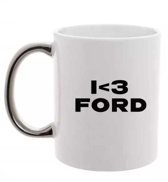 Чашка з кольоровою ручкою I <3 Ford Срібло фото