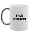 Чашка з кольоровою ручкою I <3 Ford Срібло Чашка з кольоровою ручкою I <3 Ford Срібло фото