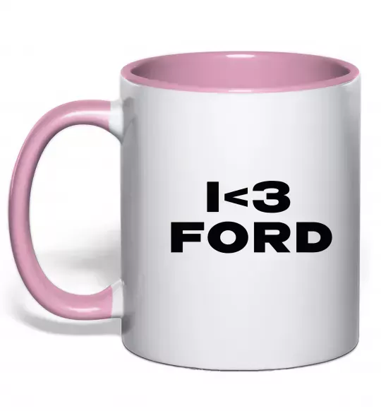 Чашка з кольоровою ручкою I <3 Ford Ніжно рожевий фото