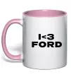 Чашка з кольоровою ручкою I <3 Ford Ніжно рожевий Чашка з кольоровою ручкою I <3 Ford Ніжно рожевий фото