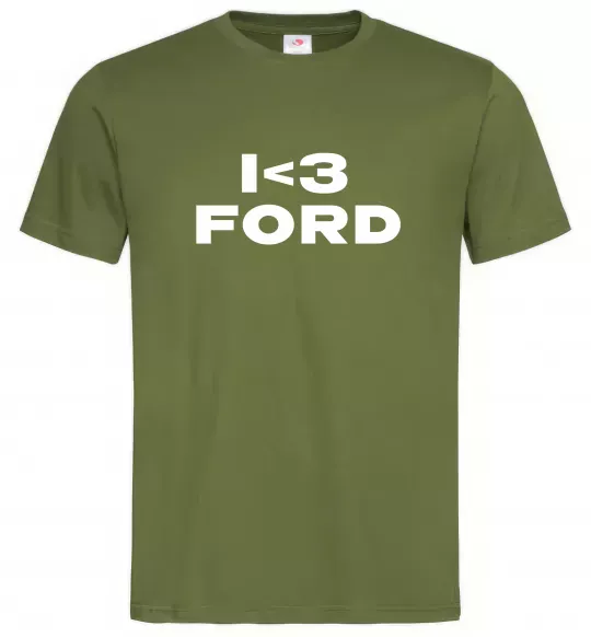 Мужская футболка I <3 Ford Оливковый фото