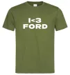 Мужская футболка I <3 Ford Оливковый фото
