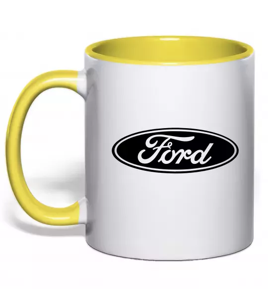Чашка с цветной ручкой Ford logo Солнечно желтый фото