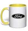 Чашка с цветной ручкой Ford logo Солнечно желтый фото