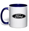 Чашка с цветной ручкой Ford logo Глубокий темно-синий фото