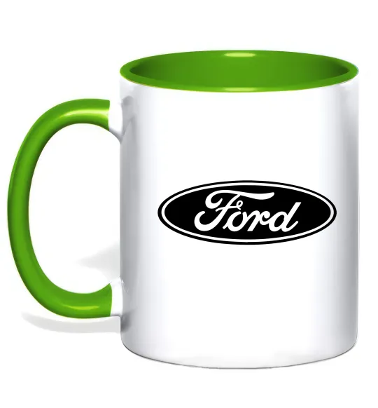 Чашка с цветной ручкой Ford logo Лаймовый фото