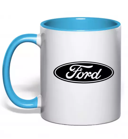 Чашка с цветной ручкой Ford logo Голубой фото