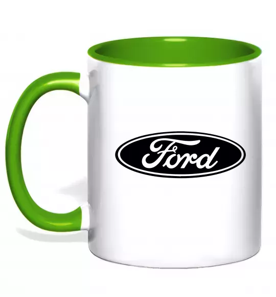 Чашка с цветной ручкой Ford logo Зеленый фото