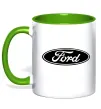 Чашка с цветной ручкой Ford logo Зеленый фото
