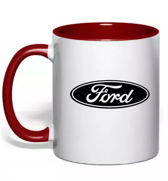 Чашка с цветной ручкой Ford logo Красный фото