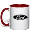 Чашка с цветной ручкой Ford logo Красный фото