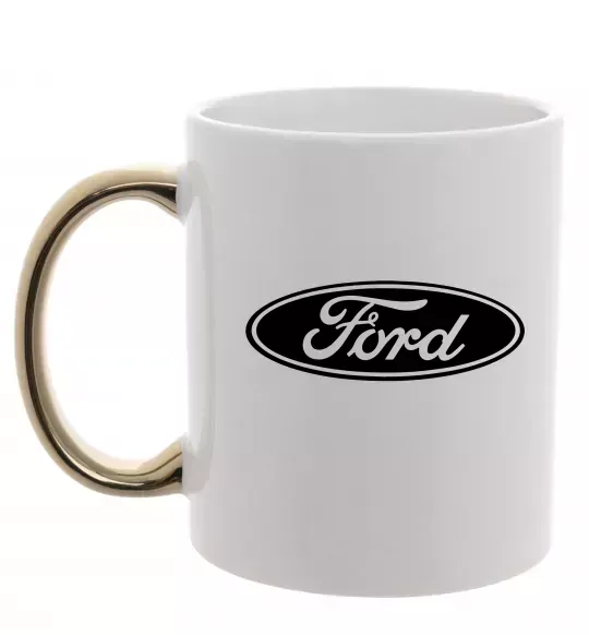 Чашка с цветной ручкой Ford logo Золото фото